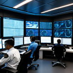 해군의 기밀 보안 시스템 - Cyber Security Operations Center**

"A bustling, modern naval cybersecurity operations center, fille...